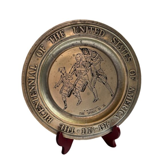 Bicentennial Of The United States Of America 1776-1976 Pewter Plate "The Spirit - Picture 1 of 7